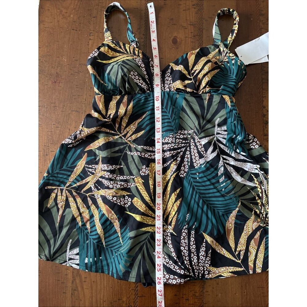 Upstream Ladies One Piece Swimsuit Size 10 NWT Green Floral - Picture 5 of 6